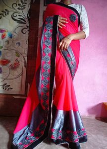 Fancy saree with readymade blouse