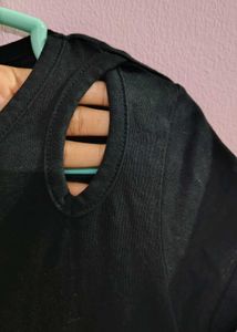 Stylish Black Cut-Out T-Shirt