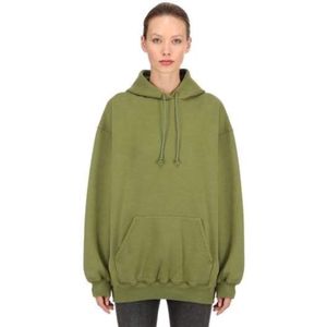 Balenciaga Green Logo Printed Cotton Hoodie
