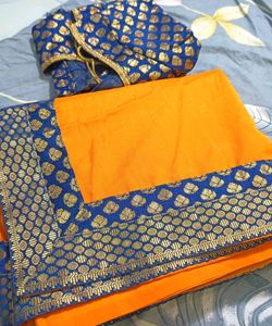 Women Yellowish Saree With Designer Blouse