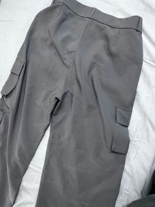 Stylish Grey Cargo Wide-Leg Pants