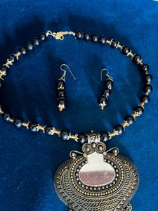 Copper Mirror Necklace Set
