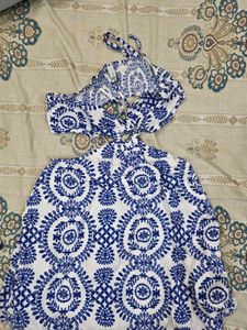 Blue & White Halter Dress