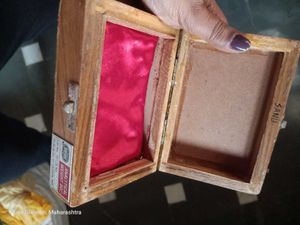 Vintage Wooden Box with Red Satin Lining