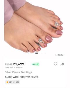 Pure 925 Silver Lotus Toe Rings