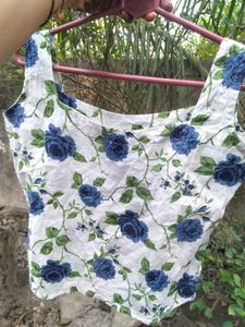 Floral Print Sleeveless Top pure cotton