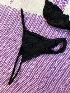 Black Bra and Thong Set
