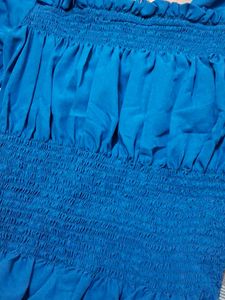 Korean Style Blue Ruffle Top