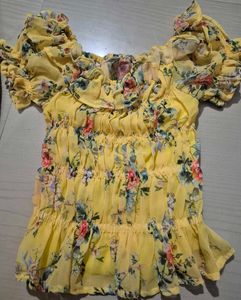 Floral Print Yellow Crop Top