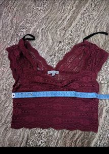 Maroon Lace Crop Top