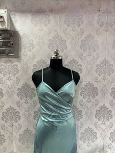 Elegant Teal Satin Maxi Dress