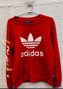 Imported Adidas Red Trefoil Logo Sweatshirt