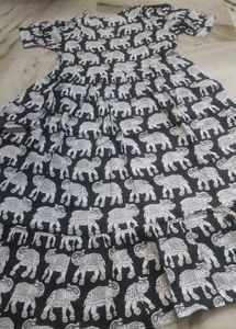 🖤 Kalamkari Black Elephant Dress