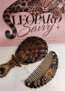 Vintage Peacock Mirror and Comb Set