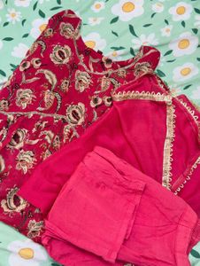 Floral Print Red Kurta