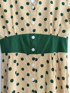 Green polka dot yellow dress