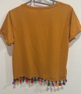 Mustard Yellow Tassel Trim Top