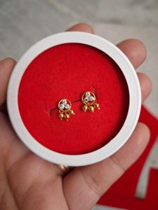 Gold Stud Earrings with Stones