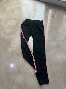 Black Track Pants with Stripe Detail