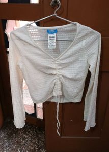 Vault White Ruched Crop Top