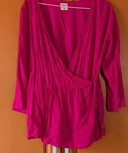 Cotton Fuchsia Angrakha Dhoti Coord Set