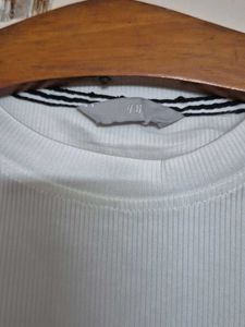 White Crop T-Shirt with Butterfly Print