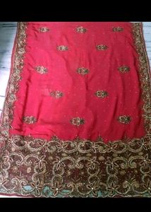 Embellished Red Silk Saree
