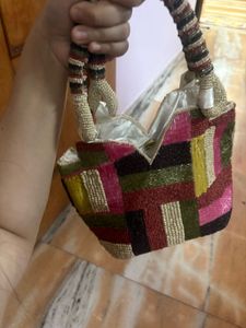 Boho Beaded Patchwork Clutch Bag
