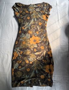 Retro Floral Print Bodycon Dress