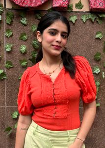 Coral Puff Sleeve Top