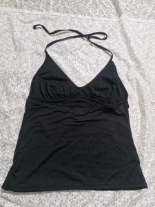 Classic Black Halterneck Tankini Top