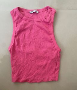 Zara Ribbed Pink Tank Top