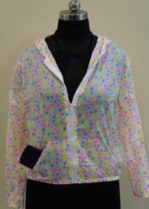 Polka Dot Sheer Hoodie Jacket
