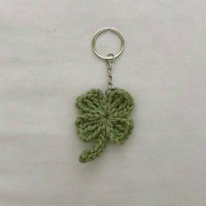 Handmade Crochet Four-Leaf Clover Keychain