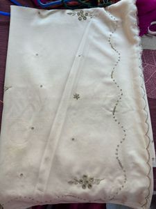 Zardosi vintage White Embroidered Saree