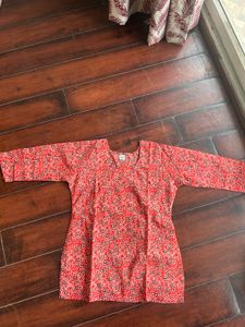 Vibrant Red Printed Corset Kurta