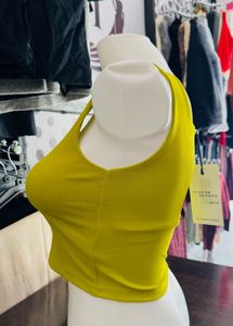 Yellow Sleeveless Crop Top