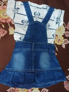 Denim Pinafore Dress with Mickey Top