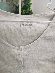 Ribbed Long Sleeve Henley Top