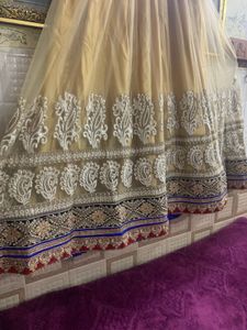 Red &amp; Gold Embroidered Anarkali Dress