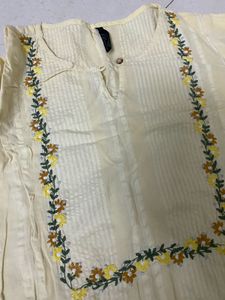 Yellow Embroidered Kurta