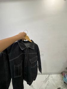 Unisex Black Charcoal Denim Jacket