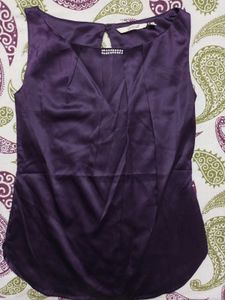 Elegant Purple Satin Embellished Top
