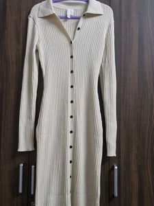 H&M Ribbed Knit Button-Down Dress
