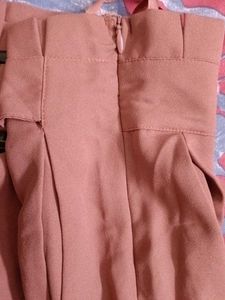 Peach Pleated Midi Skirt