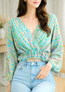 Boho Print  Art silk Crop Top Size-34