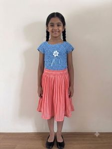 Cute Blue Top & Coral Skirt Set