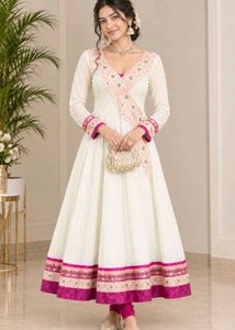 Elegant Cream Anarkali Suit with Churidar