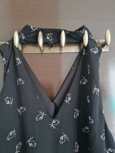 Chic Black Printed Sleeveless Dress