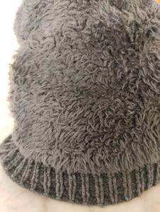 Grey Knit Beanie Hat